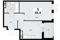 1 room apartment 38 m² Kommunarka, Russia
