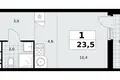 1 room apartment 24 m² Kommunarka, Russia