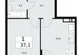 Apartamento 1 habitación 37 m² Kommunarka, Rusia