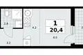 Wohnung 1 zimmer 20 m² Kommunarka, Russland