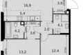 Mieszkanie 3 pokoi 66 m² Moskwa, Rosja