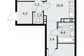 Apartamento 3 habitaciones 59 m² Kommunarka, Rusia