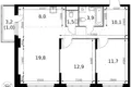 Apartamento 3 habitaciones 69 m² Sapronovo, Rusia