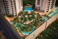 Complexe résidentiel New complex of furnished apartments Maimoon Gardens with a swimming pool, a waterfall and sports grounds, JVC, Dubai, UAE