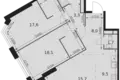 3 room apartment 78 m² Moscow, Russia