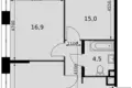 2 room apartment 64 m² Moscow, Russia