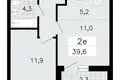 Apartamento 2 habitaciones 40 m² Vsevolozhsk, Rusia