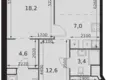 2 room apartment 67 m² Moscow, Russia