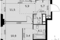 Mieszkanie 2 pokoi 43 m² Moskwa, Rosja