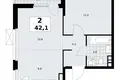 2 room apartment 42 m² Moscow, Russia
