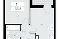 Квартира 1 комната 34 м² район Коммунарка, Россия
