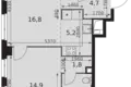 2 room apartment 52 m² Moscow, Russia