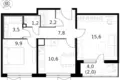 2 room apartment 53 m² Moscow, Russia