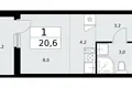 Apartamento 1 habitación 21 m² Kommunarka, Rusia
