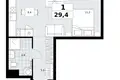 Wohnung 1 zimmer 29 m² Kommunarka, Russland