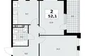 2 room apartment 52 m² Kommunarka, Russia