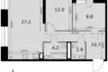 Apartamento 2 habitaciones 68 m² Moscú, Rusia