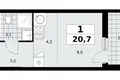 Wohnung 1 zimmer 21 m² Kommunarka, Russland