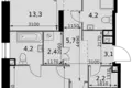 Appartement 3 chambres 72 m² Moscou, Russie