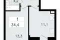 1 room apartment 34 m² Vsevolozhsk, Russia