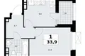 Apartamento 1 habitación 34 m² Kommunarka, Rusia