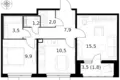 2 room apartment 52 m² Moscow, Russia