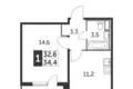 Appartement 1 chambre 34 m² Leninsky District, Russie