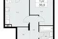 1 room apartment 37 m² Kommunarka, Russia