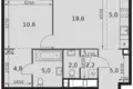 Квартира 2 комнаты 57 м² Москва, Россия