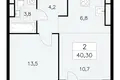Wohnung 2 zimmer 40 m² Moskau, Russland