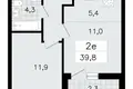 Mieszkanie 2 pokoi 40 m² Vsevolozhsk, Rosja