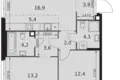 3 room apartment 66 m² Moscow, Russia