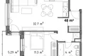 1 bedroom apartment 48 m² Riga, Latvia