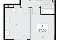 1 room apartment 37 m² Kommunarka, Russia