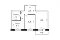 2 bedroom apartment 38 m² Minsk, Belarus