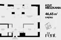 Квартира 2 комнаты 47 м² в Познани, Польша