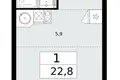 1 room apartment 23 m² Kommunarka, Russia