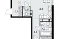 3 room apartment 59 m² Kommunarka, Russia