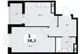 Apartamento 1 habitación 38 m² Kommunarka, Rusia