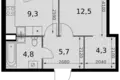 Mieszkanie 1 pokój 38 m² Moskwa, Rosja