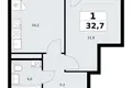1 room apartment 33 m² Vnukovo, Russia
