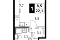 Kawalerka 1 pokój 22 m² Chimki, Rosja