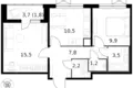 2 room apartment 53 m² Moscow, Russia