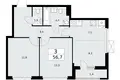 3 room apartment 57 m² Kommunarka, Russia