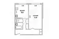 Wohnung 1 zimmer 42 m² Muchaviecki sielski Saviet, Belarus