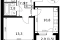 Wohnung 1 zimmer 37 m² Leninsky District, Russland