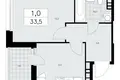 1 room apartment 34 m² Kommunarka, Russia