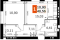 Mieszkanie 1 pokój 41 m² Odincovskij gorodskoj okrug, Rosja
