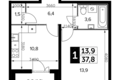 Квартира 1 комната 38 м² Ленинский городской округ, Россия