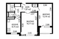 2 bedroom apartment 50 m² Minsk, Belarus